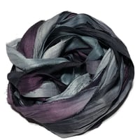Image 6 of Ready To Ship! 10YD. BLACK ORCHIDS HAND DYED SARI SILK RIBBON BY COLOR BURST SILK