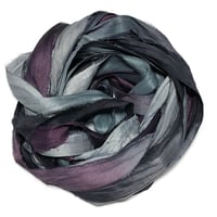 Image 7 of Ready To Ship! 10YD. BLACK ORCHIDS HAND DYED SARI SILK RIBBON BY COLOR BURST SILK
