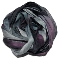 Image 8 of Ready To Ship! 10YD. BLACK ORCHIDS HAND DYED SARI SILK RIBBON BY COLOR BURST SILK