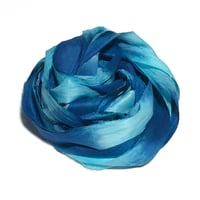 Image 1 of 10YD. POOLSIDE CB HAND DYED SARI SILK RIBBON BY COLOR BURST SILK