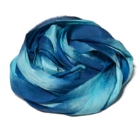 Image 3 of 10YD. POOLSIDE CB HAND DYED SARI SILK RIBBON BY COLOR BURST SILK