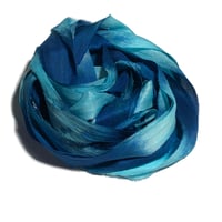 Image 4 of 10YD. POOLSIDE CB HAND DYED SARI SILK RIBBON BY COLOR BURST SILK
