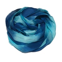 Image 5 of 10YD. POOLSIDE CB HAND DYED SARI SILK RIBBON BY COLOR BURST SILK