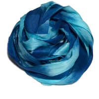 Image 6 of 10YD. POOLSIDE CB HAND DYED SARI SILK RIBBON BY COLOR BURST SILK