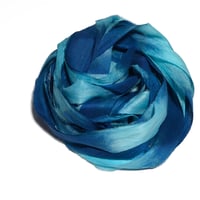 Image 7 of 10YD. POOLSIDE CB HAND DYED SARI SILK RIBBON BY COLOR BURST SILK