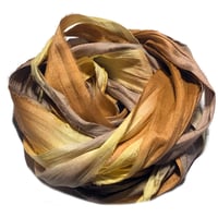 Image 1 of Ready To ship! 10YD. CHOCOLATE CHIP COOKIE HAND DYED SARI SILK RIBBON BY COLOR BURST SILK