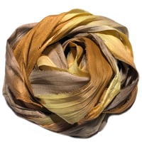 Image 3 of Ready To ship! 10YD. CHOCOLATE CHIP COOKIE HAND DYED SARI SILK RIBBON BY COLOR BURST SILK
