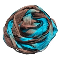 Image 1 of Ready To Ship! 10YD. MEDITERRANEAN SEA HAND DYED SARI SILK RIBBON BY COLOR BURST SILK