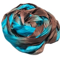 Image 2 of Ready To Ship! 10YD. MEDITERRANEAN SEA HAND DYED SARI SILK RIBBON BY COLOR BURST SILK