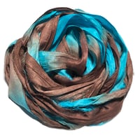 Image 4 of Ready To Ship! 10YD. MEDITERRANEAN SEA HAND DYED SARI SILK RIBBON BY COLOR BURST SILK