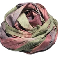 Ready To Ship! 10YD. ROSEY TAUPE HAND DYED SARI SILK RIBBON BY COLOR BURST SILK