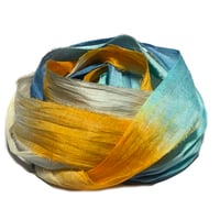 10YD. SUNFISH HAND DYED SARI SILK RIBBON BY COLOR BURST SILK