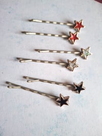 Image 1 of 4th of July bobby pins set of 6, Stars bobby pins