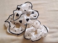 Image 3 of Black and White Organza Scrunchies/ Black and White Hair Ties/ Polka Dot Hair Bands/ Hair Accesso...