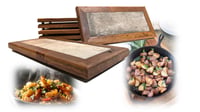 Image 2 of Rustic Reclaimed Wood Ceramic Tile Footed Food Serving and Display Trivet Tray 