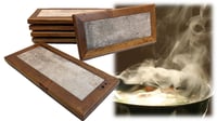 Image 4 of Rustic Reclaimed Wood Ceramic Tile Footed Food Serving and Display Trivet Tray 