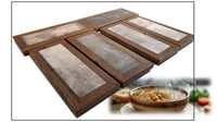 Image 7 of Rustic Reclaimed Wood Ceramic Tile Footed Food Serving and Display Trivet Tray 