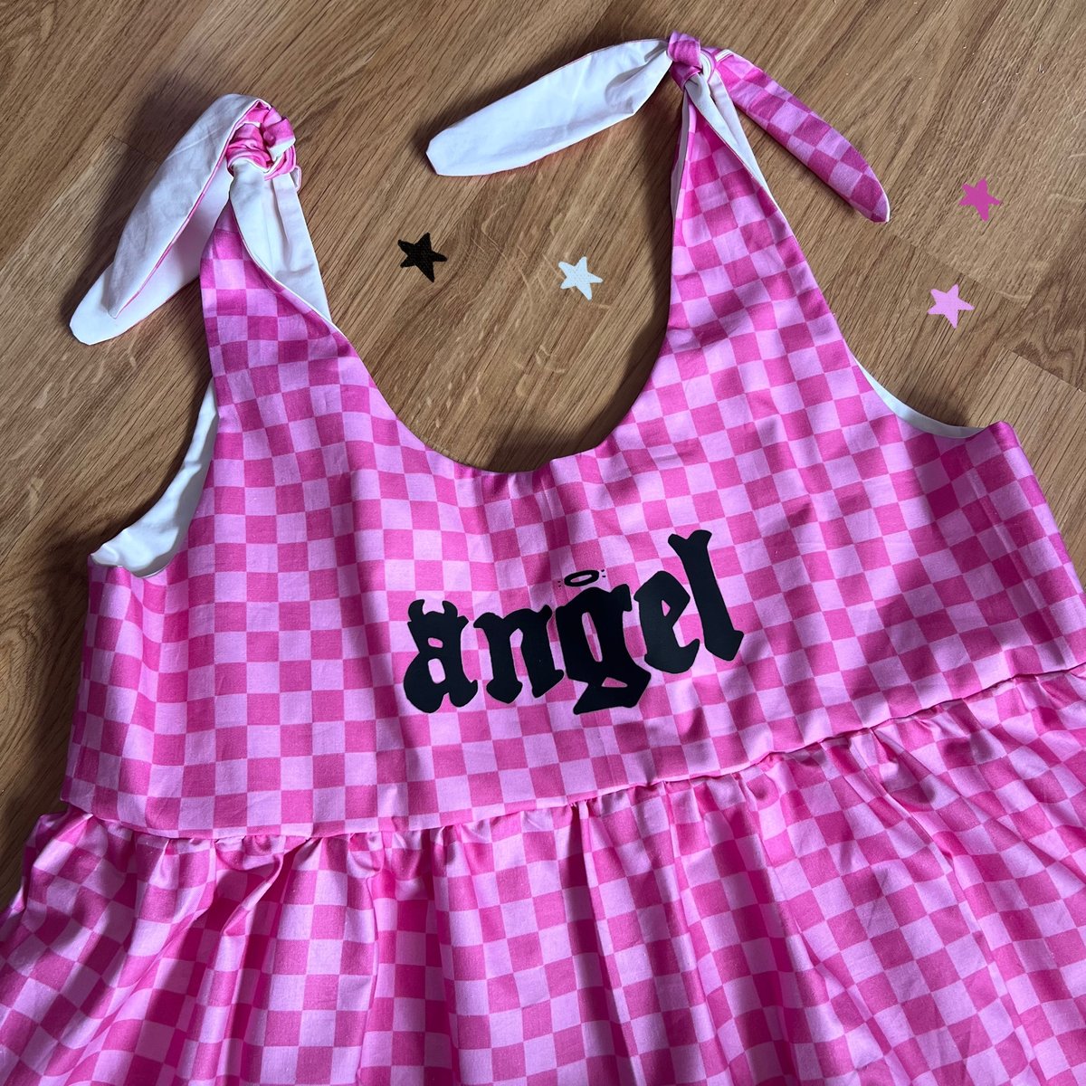 Image of Angel Pink Check Dress (size UK14)