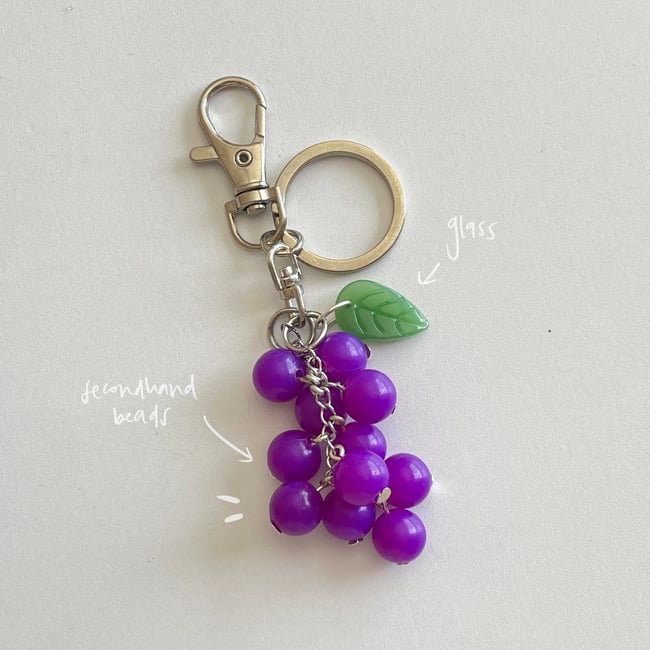 beaded grape keychain