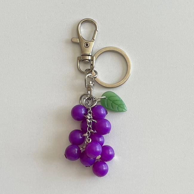 beaded grape keychain