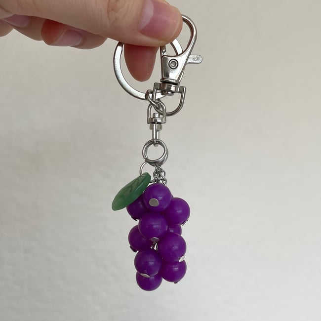 beaded grape keychain