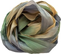 Image 1 of Ready To Ship! 10YD. WHISPERING PINE HAND DYED SARI SILK RIBBON BY COLOR BURST SILK