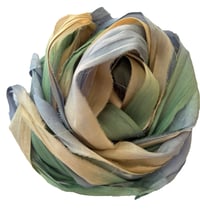 Image 2 of Ready To Ship! 10YD. WHISPERING PINE HAND DYED SARI SILK RIBBON BY COLOR BURST SILK