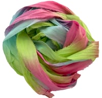 Image 1 of Ready To Ship! 10YD. NEON LIGHTS HAND DYED SARI SILK RIBBON BY COLOR BURST SILK