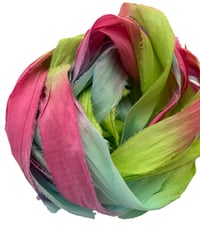Image 2 of Ready To Ship! 10YD. NEON LIGHTS HAND DYED SARI SILK RIBBON BY COLOR BURST SILK