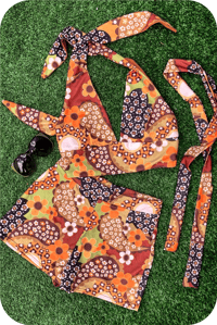 Heartbreaker Halter And Hot Shorts Stretch SET in Magic carpet Natural 