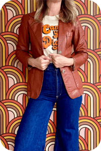 Image 1 of Vintage 70s tan leather jacket XS/S