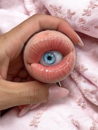 Image 1 of Creepy Mouth Pill Box with Eye - Strange Realistic Sculpture - Eyeball - OOAK - Evil Eye - Creepy Ey