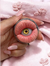 Image 1 of Creepy Mouth Pill Box with Eye - Strange Realistic Sculpture - Eyeball - OOAK - Evil Eye - Creepy II