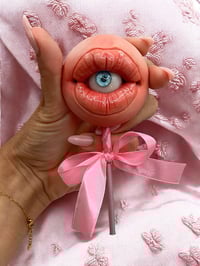 Image 1 of Creepy Mouth Lollipop with Eye - Strange Realistic Sculpture - Eyeball - OOAK - Evil Eye - Creepy Ey