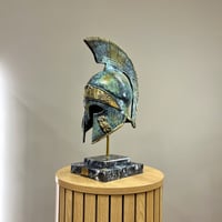 Image 3 of Ancient Greek Helmet In Aged Green Patina 45cm