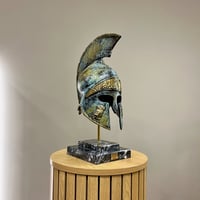 Image 4 of Ancient Greek Helmet In Aged Green Patina 45cm