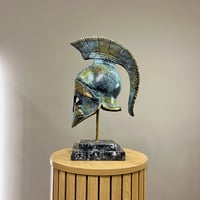 Image 2 of Ancient Greek Helmet In Aged Green Patina 45cm