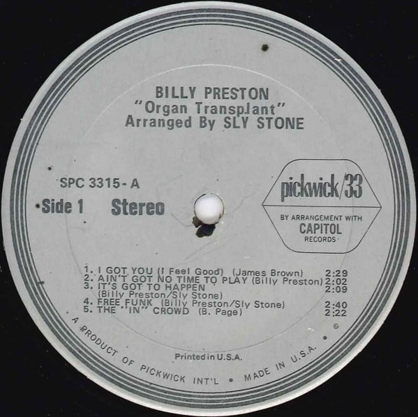 Billy Preston – Organ Transplant VINYL LP ORIGINAL 1970, EX/EX