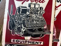 Image 2 of The Flathead Speed Equipment Linocut Print  FREE SHIPPING