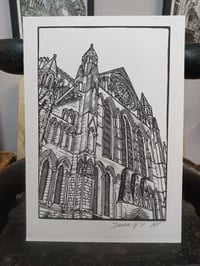 York Linocut Print - The Minster (Rose Window)