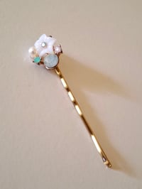 Image 2 of Little White Flower Bobby Pins, Bobby Pins set of 2, Little white flower hair pins, Gift for her,...
