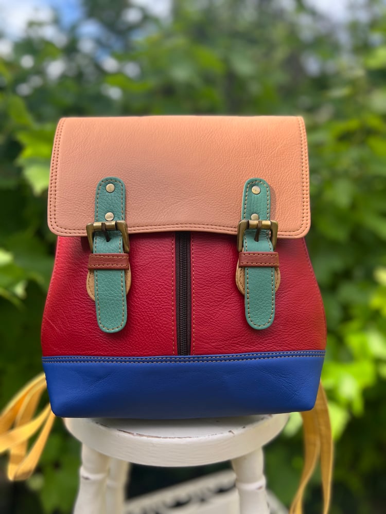 Image of Harlequin Collection - Buffalo Leather Small Backpack - AA2