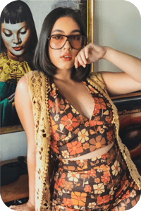 Image 1 of Heartbreaker Halter and Highway shorts SET in Cotton with matching skinny scarf in Odd Mod 