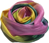 Image 1 of Ready To Ship! 10YD. WILD FLOWERS HAND DYED SARI SILK RIBBON BY COLOR BURST SILK