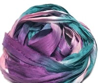 Image 1 of 10YD. TWILIGHT HAND DYED SARI SILK RIBBON BY COLOR BURST SILK
