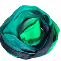 Image 1 of 10YD. MERMAID TALES HAND DYED SARI SILK RIBBON BY COLOR BURST SILK