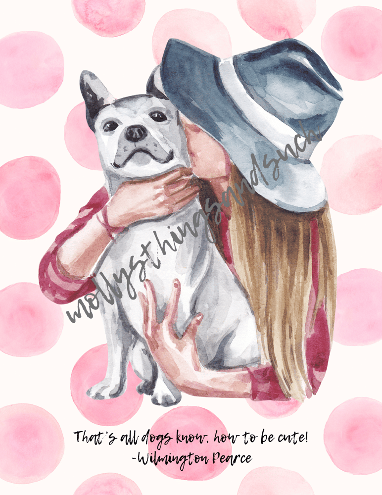 Image of Dog Art Print (Pink Polka Dots Background)