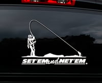 Image of Set Em and Net Em Window Decal
