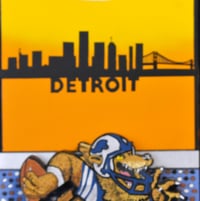 Image 11 of Detroit Lions Hand Crafted NFL 3D Wooden Diorama Cartooning Wall Décor