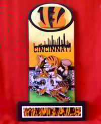 Image 1 of Cincinnati Bengals Hand Crafted NFL 3D Wooden Diorama Cartooning Wall Décor